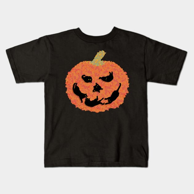 Halloween Pumpkin Cat Kids T-Shirt by Sachpica